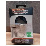 Shock Doctor Youth Compression Shorts with Protective Cups White: Apparel for Sports