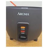 Aroma 6 Cup Rice Cooker with Outer Steam Tray Black