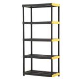 18 in. x 36 in. x 74 in. Black and Yellow Plastic Ventilated 5-Tier Garage Shelving Unit (See Pics) - Retail: $70