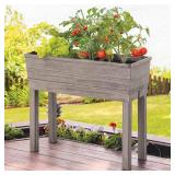 33 in. L x 13.25 in. W x 29 in. H Driftwood Gray Resin Elevated Garden Bed (Small crack) - Retail: $55