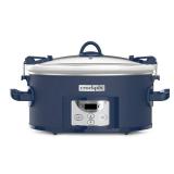 Crock-Pot 7qt Cook & Carry One Touch Programmable Slow Cooker Poseidon Blue: Locking Lid, Dishwasher-Safe Parts - Retail: $50