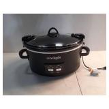 Crock-Pot 6qt Cook & Carry One Touch Programmable Slow Cooker Matte Black: Locking Lid, Removable Stoneware Pot;