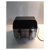 Gourmia 10-Qt. Dual Basket Digital Air Fryer with Smart Finish & Match Cook Black Stainless Steel: Dishwasher-Safe Parts - Retail: $130