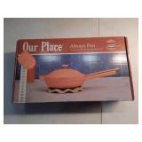 Our Place 2.6qt 10.5" Ceramic Nonstick Always Pan 2.0 - Spice: Induction & Oven Safe, Includes Lid, Steamer Basket, Spatula - Retail: $130