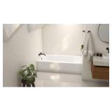 Aloha 60 in. x 30 in. Alcove Soaking Bathtub with Left Drain in White - Retail: $198
