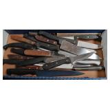 Collection of Professional Kitchen Knives with Wood Handles