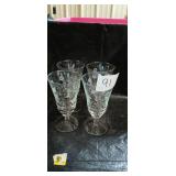 Etched Floral Crystal Wine Glasses - Set of 4