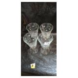 Etched Floral Crystal Wine Glasses - Set of 4