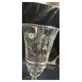 Etched Floral Crystal Wine Glasses - Set of 4