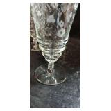 Etched Floral Crystal Wine Glasses - Set of 4