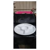 White Ceramic Divided Vegetable Serving Platter