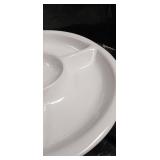White Ceramic Divided Vegetable Serving Platter