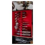 Mid-Century Silverware Set with Wood Storage Case
