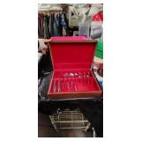 Mid-Century Silverware Set with Wood Storage Case