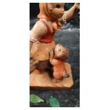 ANRI Style Wood Carved Dancing Girl with Bears Figurine