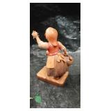 ANRI Style Wood Carved Dancing Girl with Bears Figurine
