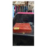 Wooden Flatware Storage Box with Turquoise Interior