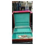 Wooden Flatware Storage Box with Turquoise Interior