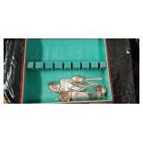 Wooden Flatware Storage Box with Turquoise Interior