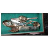 Wooden Flatware Storage Box with Turquoise Interior