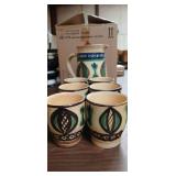Hand-Painted Ceramic Pitcher and Cups Set