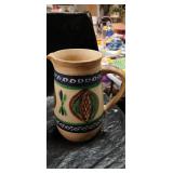 Hand-Painted Ceramic Pitcher and Cups Set