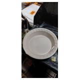 White Ceramic Dinner Plate with Green Trim