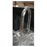 Crystal Flower Basket with Twisted Handle