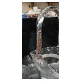 Crystal Flower Basket with Twisted Handle