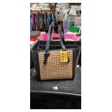 Woven Cane and Leather Tote Bag