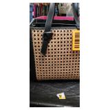 Woven Cane and Leather Tote Bag