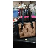 Woven Cane and Leather Tote Bag