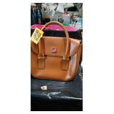 Kate Spade Brown Leather Satchel with Pink Spade Logo