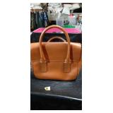 Kate Spade Brown Leather Satchel with Pink Spade Logo