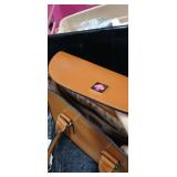 Kate Spade Brown Leather Satchel with Pink Spade Logo