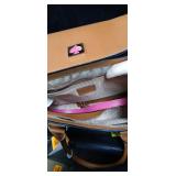 Kate Spade Brown Leather Satchel with Pink Spade Logo