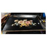 Hand Painted Floral Metal Serving Tray