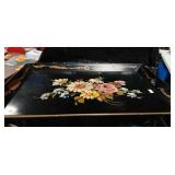 Hand Painted Floral Metal Serving Tray
