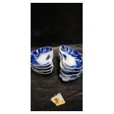 Blue and White Transferware Tea Set with Decorative Eggs