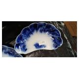 Blue and White Transferware Tea Set with Decorative Eggs