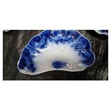 Blue and White Transferware Tea Set with Decorative Eggs