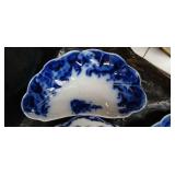 Blue and White Transferware Tea Set with Decorative Eggs