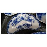 Blue and White Transferware Tea Set with Decorative Eggs