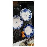 Blue and White Transferware Tea Set with Decorative Eggs