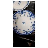 Blue and White Transferware Tea Set with Decorative Eggs