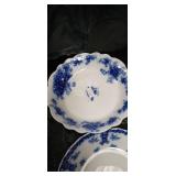 Blue and White Transferware Tea Set with Decorative Eggs
