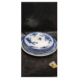 Blue and White Transferware Tea Set with Decorative Eggs