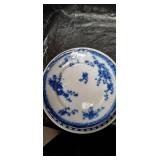 Blue and White Transferware Tea Set with Decorative Eggs