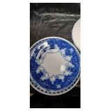 Blue and White Transferware Tea Set with Decorative Eggs