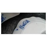 Blue and White Transferware Tea Set with Decorative Eggs